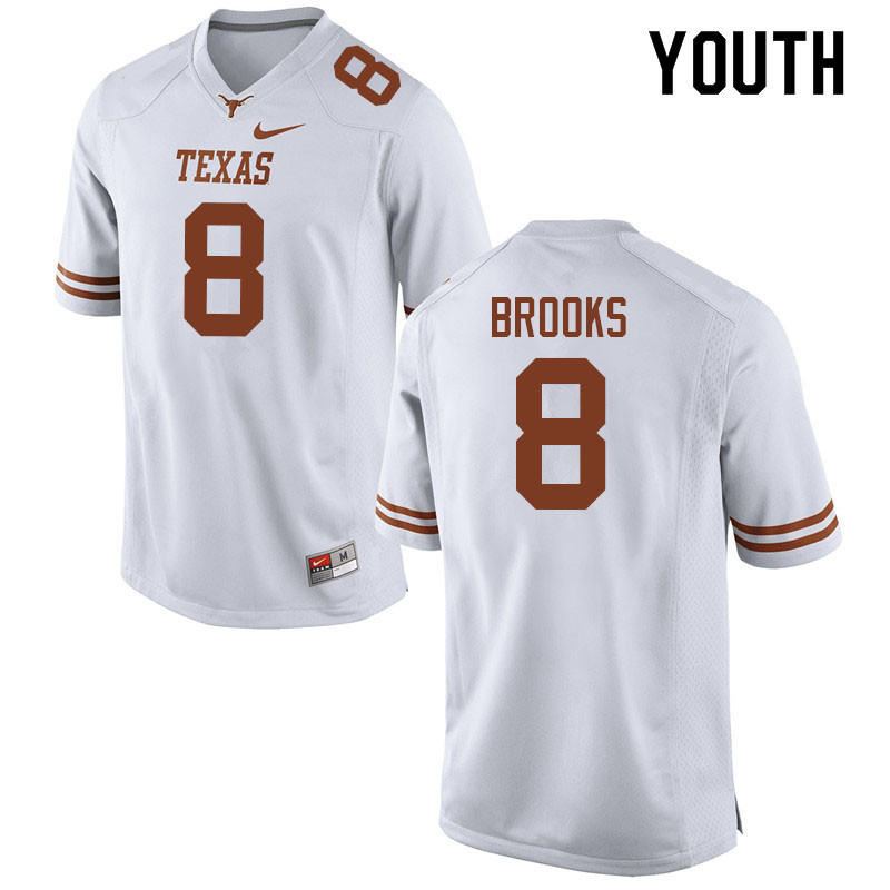Youth #8 Terrance Brooks Texas Longhorns College Football Jerseys Sale-White